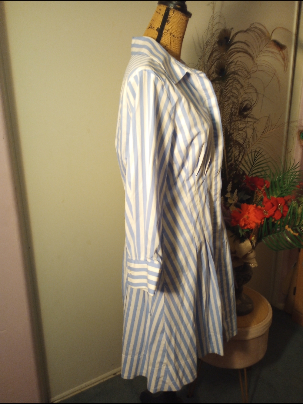 Donna Ricco Blue and White Button-Front Shirt Dress - Picture 2 of 5